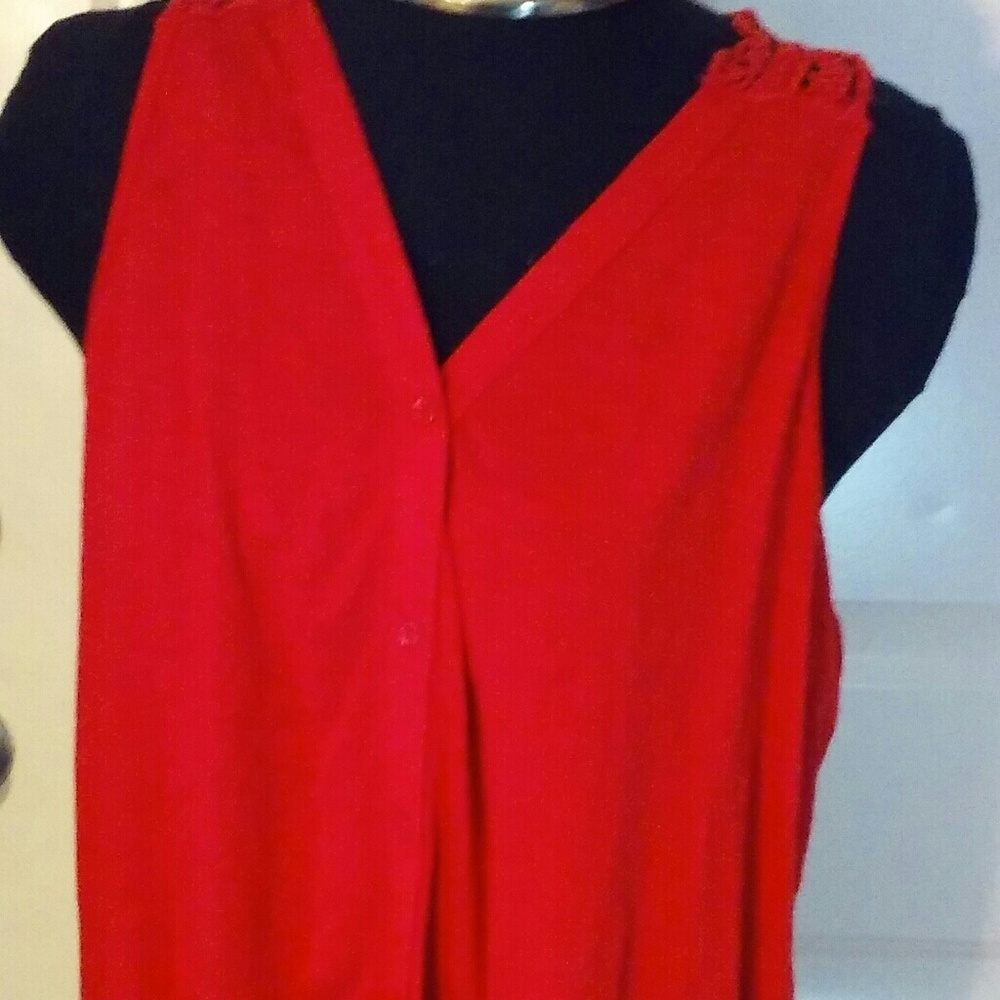 Nobo red crochet back TOP with front tie